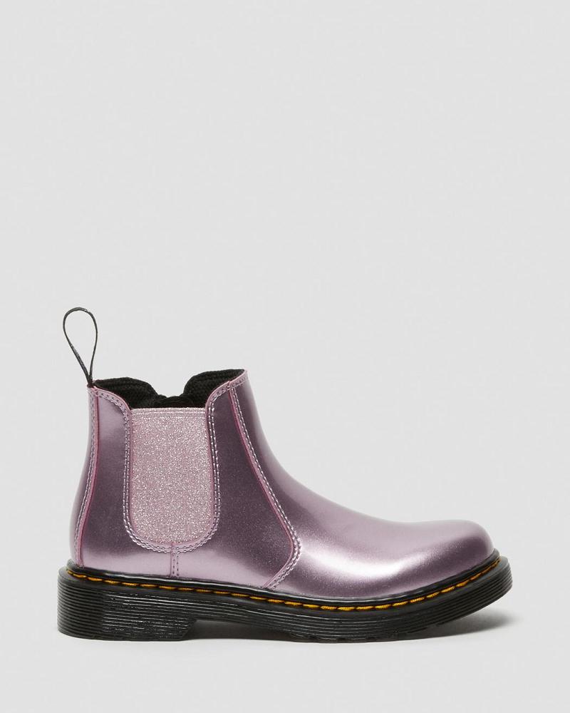 Dr Martens Junior 2976 Metallic Chelsea Støvler Børn Lyserød | DK 668XYU